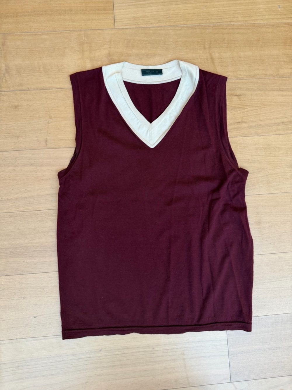 Prada Maroon Sweater Vest with Cream Trim